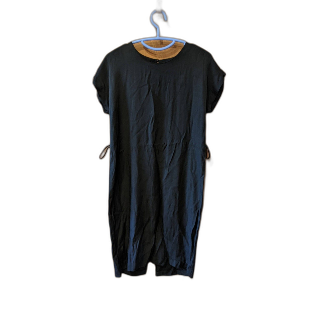 NWT Plain Black Dress Short Sleeves Round Neck Sz 8P Made in USA Witchcore Goth